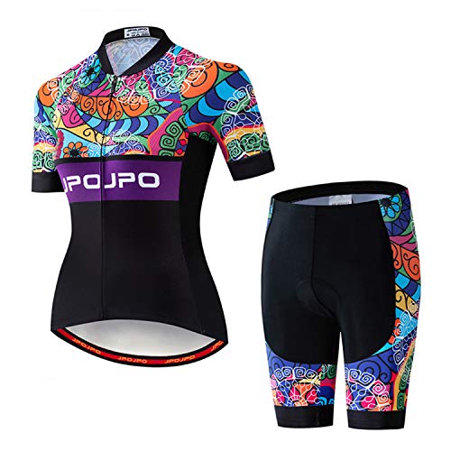 Weimostar Damen Radsportbekleidung Kurzarm Bike Jersey Sets Trägerhose Sommer Radsport Sets Reflektierend von Weimostar