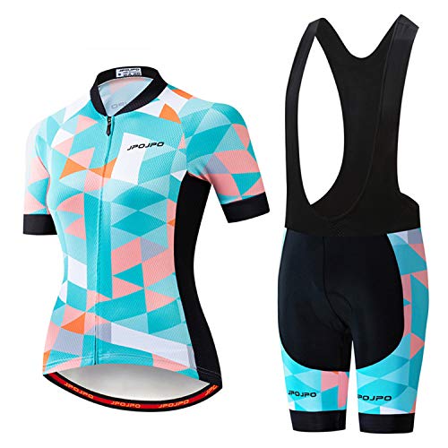 Weimostar Damen Radsportbekleidung Kurzarm Bike Jersey Sets Trägerhose Sommer Radsport Sets Reflektierend von Weimostar