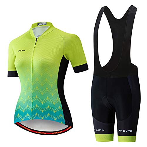 Radtrikot Damen Set Kurzarm Sommer Rennrad Trikot Set Damen Radbekleidung Fahrradbekleidung 4D Gel Gepolstert Fahrradtrikot Set von Weimostar