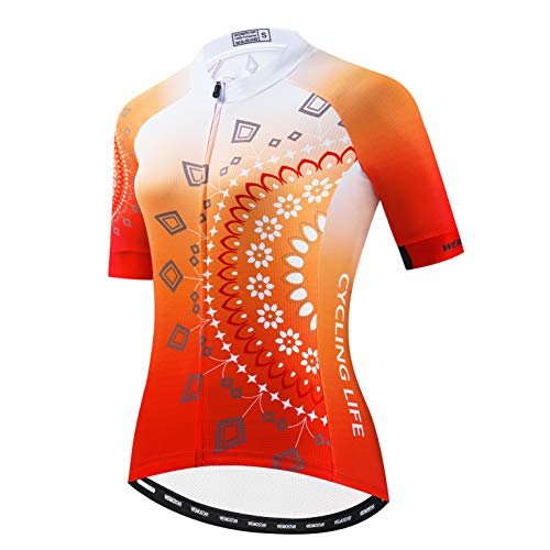 Weimostar Damen Radtrikot Fahrrad Outdoor Sport Rennrad Kleidung Orange Rot L von Weimostar