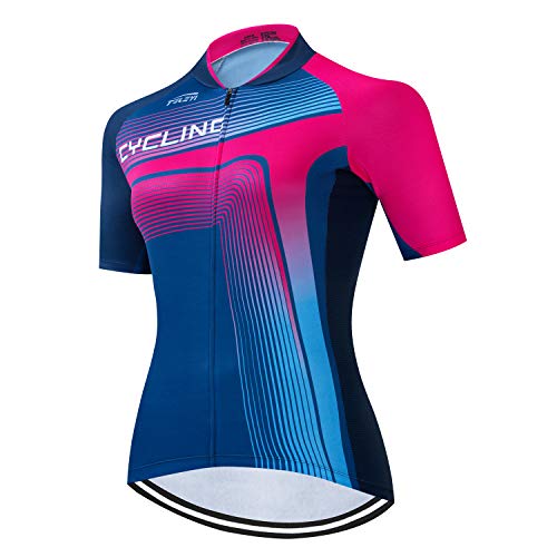 Weimostar Damen Radtrikot Kurzarm Damen Fahrradtrikots Atmungsaktives Fahrradhemd Fahrradoberteile ZCQ65 A6 Brust für 86-92CM = Tag L. von Weimostar