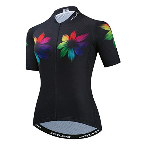 Weimostar Damen-Radtrikots Atmungsaktive Radtrikots Team Sportswear Colourful Flower Black XXXL von Weimostar