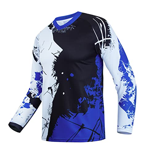 Weimostar Dirt Bike Jersey Jugend Langarm Off-Road Motocross Downhill Radfahren T-Shirt MTB Fahrrad Radfahren Top für Jungen Mädchen, Blau, M von Weimostar