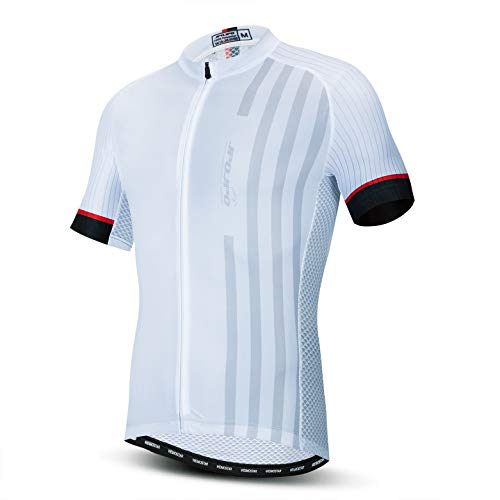 Weimostar Fahrrad Trikot Herren Fahrrad voller Reißverschluss Sportswear Breathable Quick Dry White Einfachheit XXL von Weimostar