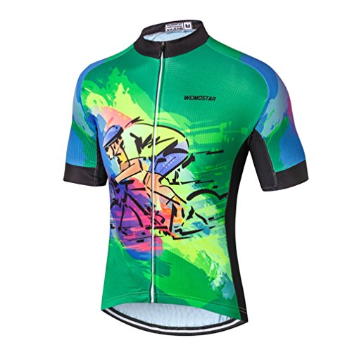 Weimostar Herren-Fahrradtrikot, Mountainbike-Trikot für Herren - Grau - Etikett XL Brust 99/104 cm von Weimostar