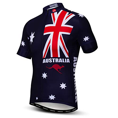 Weimostar Herren Radfahren Trikots Kurzarm Fahrrad Laufen Radfahren Outdoor Sport Australische Flagge XL von Weimostar