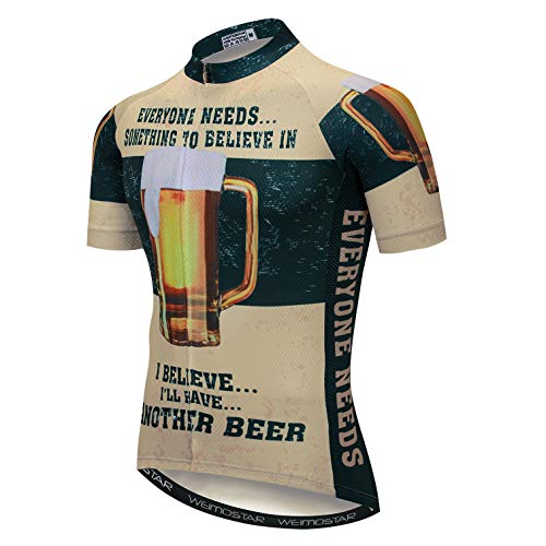 Weimostar Herren Radtrikot MTB Bike Outdoor Sportbekleidung Bier Dunkelgrün XL von Weimostar