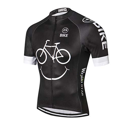 Weimostar MTB Trikot Herren Radtrikot Kurzarm Bike Tops Mountain Road Kleidung Fahrradhemden Sommer Pro Team Rennrad Trikot für Herren Atmungsaktiv weiß schwarz Größe M von Weimostar