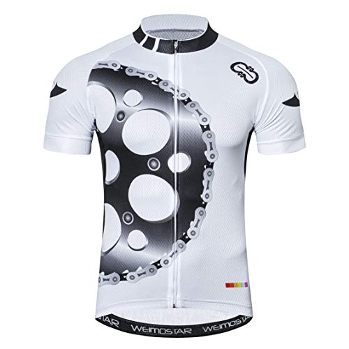 Mountain Road Fahrradtrikot Kurzarm Fahrradbekleidung Fahrrad top Herren MTB Jersey Atmungsaktiv Sommer weißer Gang Größe XXL von Weimostar
