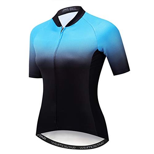 Weimostar Radtrikot Damen Fahrrad Trikot Reißverschluss Fahrrad Hemd Kurzarm Rennradbekleidung Pro Team Racing MTB Top für Damen Damen Racing Bergkleidung atmungsaktiv blau XL von Weimostar