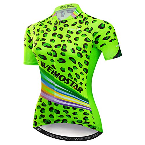 Weimostar Radtrikot Damen Fahrrad Trikot Reißverschluss Fahrrad Hemd Kurzarm Rennradbekleidung Pro Team Racing MTB Top für Damen Damen Racing Bergkleidung atmungsaktiv grün Größe XXL von Weimostar