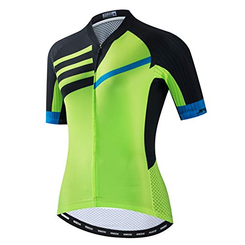 Weimostar Radtrikot Damen Fahrrad Trikot voller Reißverschluss Fahrrad Hemd Kurzarm Rennrad Kleidung Reiten Rennen MTB Top Kleidung für Damen Bergsport Top Sommergrün Größe XL von Weimostar