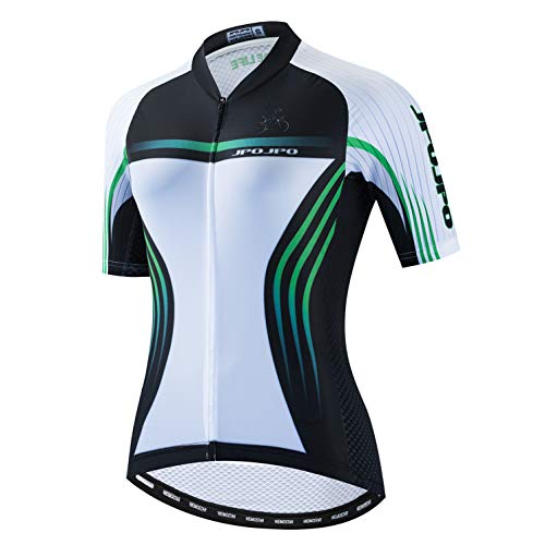 Weimostar Radtrikot Damen Fahrrad Trikot voller Reißverschluss Fahrrad Hemd Kurzarm Rennrad Kleidung Reiten Rennen MTB Top Kleidung für Damen Damen Bergsport Top Sommer weiß grün Größe M. von Weimostar