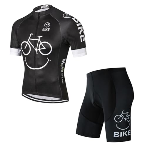 Weimostar Radtrikot Herren Fahrradoberteil Fahrradhemd Taschen Fahrradbekleidung MTB Mountainbike Radsport-Outfit Uniform Fahrradbekleidung Schwarz Größe M von Weimostar