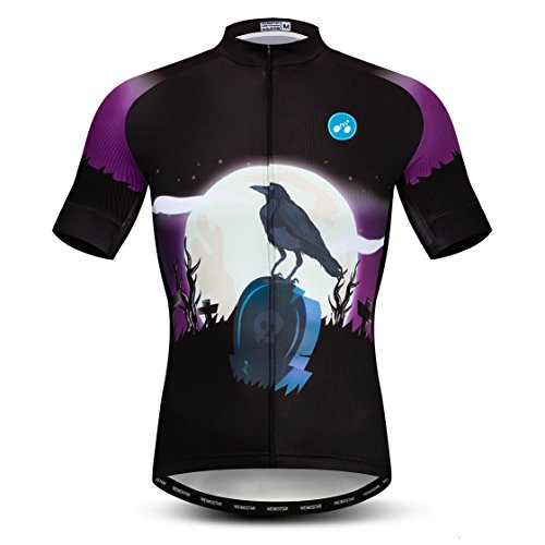 Weimostar Radtrikot Herren Radsportbekleidung Pro Team Fahrradtrikot Top Outdoor Racing Mountain Road MTB Jersey Hemd Kurzarm Atmungsaktiv Lila schwarzer Vogel Größe M von Weimostar
