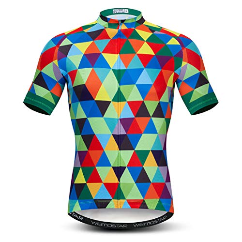 Radtrikot MTB-Jersey-Reißverschluss 3D-Radtrikot Herren Mountain Road Bekleidung Fahrrad-Oberteile Hemden Sommer Pro Team Rennrad Trikot für Herren Atmungsaktiv Grün Rot Größe XXL von Weimostar