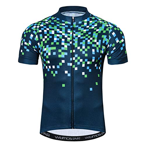 Weimostar Radtrikot MTB-Jersey-Reißverschluss Kurzarm Radtrikot Herren Mountain Road Bekleidung Fahrrad-Oberhemden Sommer Pro Team Outdoor Sports Rennrad Trikot für Männer atmungsaktiv Größe XXXL von Weimostar