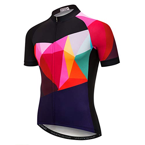 Weimostar Radtrikot MTB-Jersey-Reißverschluss Kurzarm Radtrikot Herren Mountain Road Bekleidung Fahrrad-Oberhemden Sommer Pro Team Outdoor Sports Rennrad Trikot für Männer atmungsaktiv Größe XXXL von Weimostar