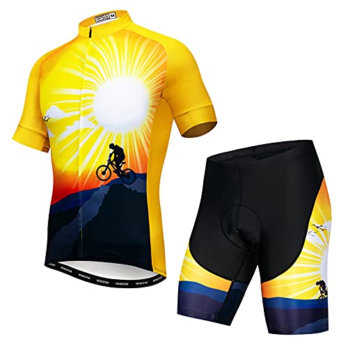 Radtrikot Shorts Set Herren Fahhrad Top Anzug Radtrikot Rennrad Bekleidung MTB Mountain Uniform Team Schwarz M von Weimostar