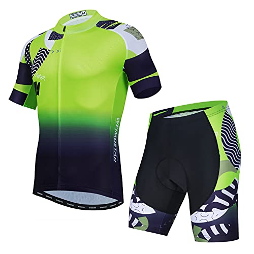 Weimostar Radtrikot Shorts Set Herren Fahrrad Top Anzug Rennrad Bekleidung MTB Berge Sommer Bluse Outfits Grün L von Weimostar