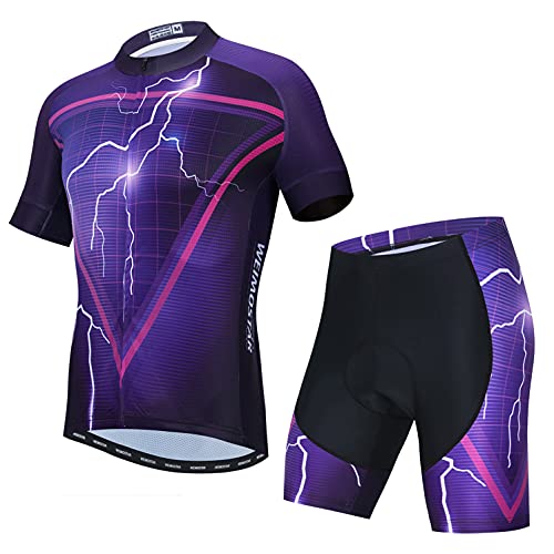 Weimostar Radtrikot Shorts Set Herren Fahrrad Top Anzug Rennrad Bekleidung MTB Berge Sommer Bluse Outfits Lila XL von Weimostar