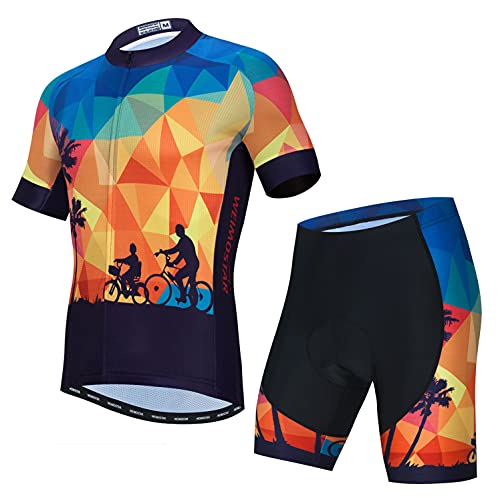 Weimostar Radtrikot Shorts Set Herren Fahrrad Top Anzug Rennrad Bekleidung MTB Berge Sommer Bluse Outfits Orange L von Weimostar
