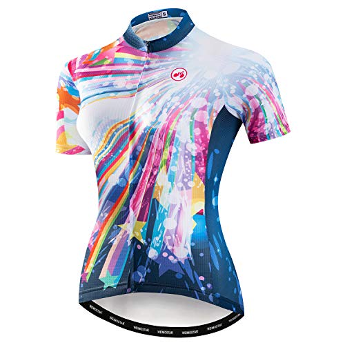 Sommer Radtrikot Damen Kurzarm Atmungsaktive Fahrradtrikot für Frauen Rennrad Trikot Mountainbike Trikot Radfahren Shirt CF2 von Weimostar
