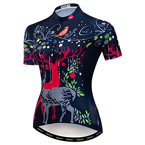 Sommer Radtrikot Damen Kurzarm Atmungsaktive Fahrradtrikot für Frauen Rennrad Trikot Mountainbike Trikot Radfahren Shirt CF2 von Weimostar