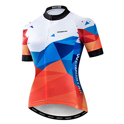 Sommer Radtrikot Damen Kurzarm Atmungsaktive Fahrradtrikot für Frauen Rennrad Trikot Mountainbike Trikot Radfahren Shirt CF2 von Weimostar