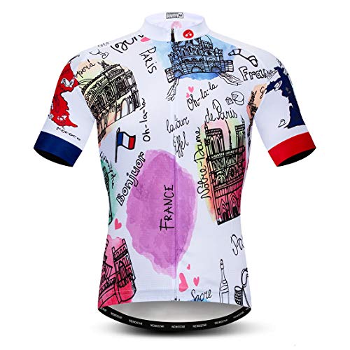 weimostar Fahrradtrikot Herren Fahrradbekleidung Fahrradtrikot Top Shirt Road MTB Jersey Kurzarm Sommer L Frankreich weiß von Weimostar