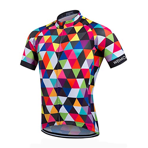 Radtrikot Herren Kurzarm Kariertes Fahrradtrikot für Männer Rennrad Trikot Sommer Fahrrad Shirt Buntes Mountainbike Radfahren Trikot Atmungsaktive Radsport Bekleidung CD8 von Weimostar