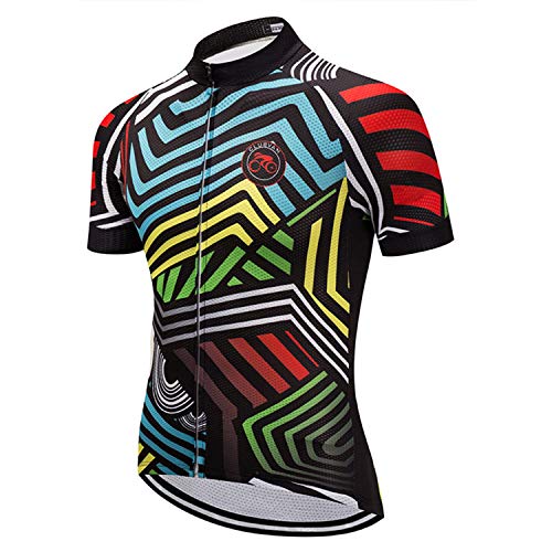 weimostar Grid Herren Radtrikot Kurzarm Bike Shirts mit 3 Taschen reflektierend von Weimostar