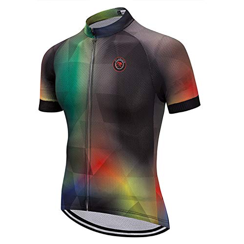 weimostar Grid Herren Radtrikot Kurzarm Bike Shirts mit 3 Taschen reflektierend von Weimostar