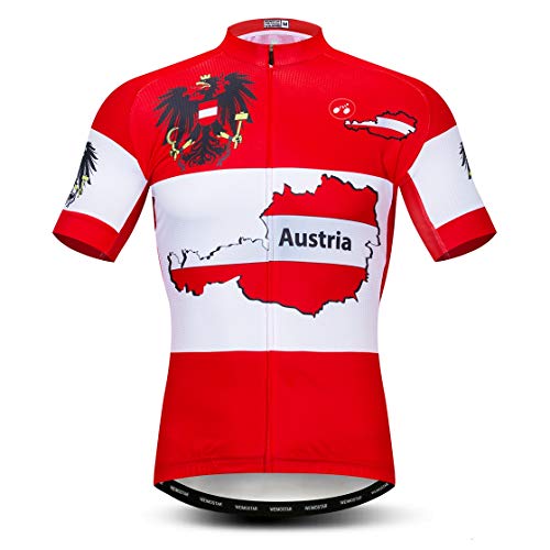 weimostar Radtrikot Herren Fahrradbekleidung Fahrrad Jersey Top Shirts Road MTB Jersey Kurzarm Sommer, Österreich Rot, L von Weimostar