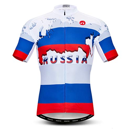 weimostar Radtrikot Herren Fahrradbekleidung Fahrrad Jersey Top Shirts Road MTB Jersey Kurzarm Sommer, Russland Blau, XL von Weimostar