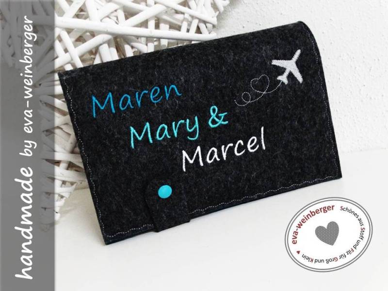 Travelorganizer Personalisierbar Mit Namen Organizer Mappe Filz Wandern Wanderpass Reisepasshülle Etui von WeinbergerDesign
