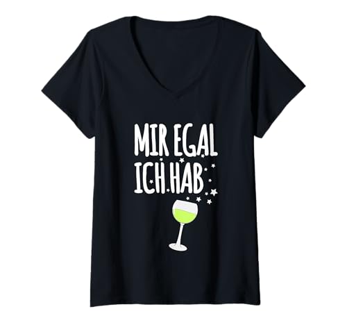 Damen Mir Egal Ich Hab Weinschorle T-Shirt mit V-Ausschnitt Damen Mir Egal Ich Hab Weinschorle T-Shirt mit V-Ausschnitt von Weinfest Biergarten Geschenke