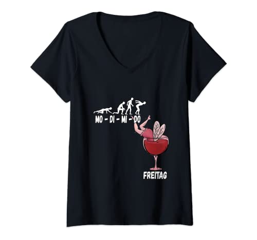 Damen Weinfest Winzer Vino Woche Endlich Freitag Wochenende T-Shirt mit V-Ausschnitt Damen Weinfest Winzer Vino Woche Endlich Freitag Wochenende T-Shirt mit V-Ausschnitt von Weinfest Winzer Vino Woche Endlich Freitag