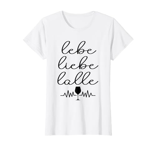 Damen Lebe Liebe Lalle Trinkspruch Mallorca Party Outfit T-Shirt von Weinglas Herzschlag Schlagerparty Outfit