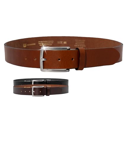 Weinmann® Gürtel Herren Buffalo Belt – 100% Büffelleder, dicker Ledergürtel, schicker Jeansgürtel – Breite 3,5 cm – Made in Germany, Cognac von Weinmann