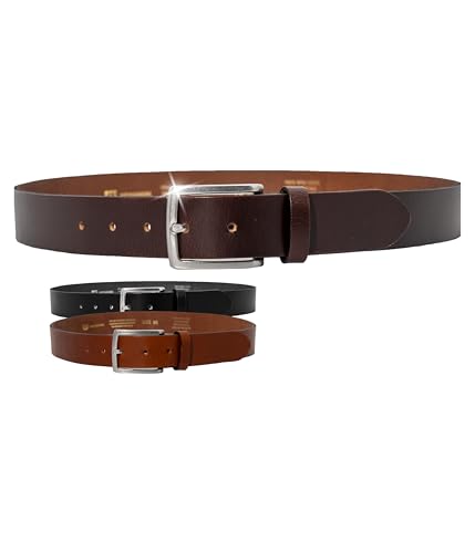 Weinmann® Gürtel Herren Buffalo Belt – 100% Büffelleder, dicker Ledergürtel, schicker Jeansgürtel – Breite 3,5 cm – Made in Germany, Dunkelbraun von Weinmann