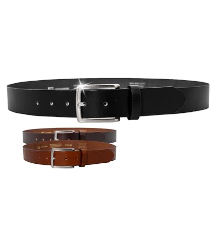 Weinmann® Gürtel Herren Buffalo Belt – 100% Büffelleder, dicker Ledergürtel, schicker Jeansgürtel – Breite 3,5 cm – Made in Germany, Schwarz von Weinmann