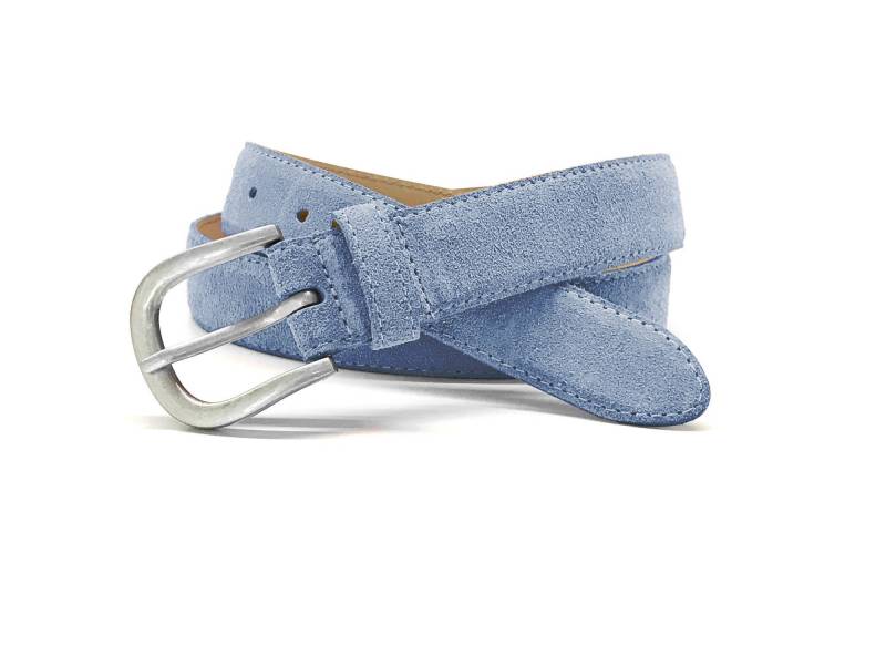 Ledergürtel Damen Sportlicher Veloursleder Gürtel Jeansblau Weiches Rindleder Breite 3cm von WeinmannAccessories