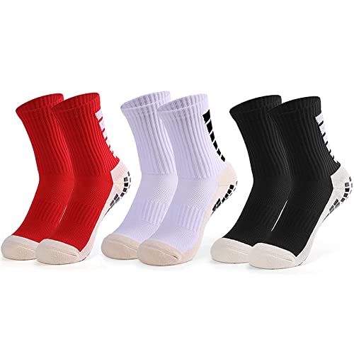 Weinsamkeit 3 Paar Fußball Socken Rutschfeste, Rutschfeste Sport Socken Herren Damen Anti-rutsch Athleticsocke Pantoffelsocken mit Griff für Fußball Basketball Yoga Wandern Trekking Laufen Radfahren von Weinsamkeit