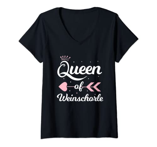 Damen Queen of Weinschorle - Weißwein Frauen Weinschorle T-Shirt mit V-Ausschnitt Damen Queen of Weinschorle - Weißwein Frauen Weinschorle T-Shirt mit V-Ausschnitt von Weinschorle Wein Outfit Vino Kostüm
