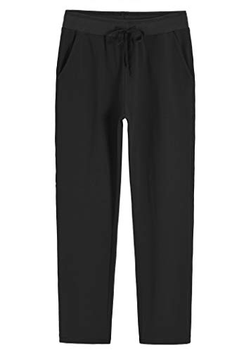 Weintee Damen Baumwoll-Sweatpants mit Taschen - Schwarz - Medium Zierlich von Weintee