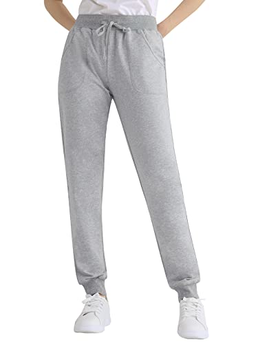 Weintee Damen Jogginghose Baumwolle Jersey Pocket - grau - Groß von Weintee