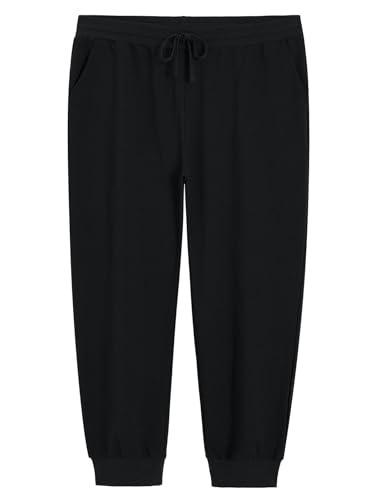 Weintee Damen-Jogginghose in Übergröße aus Baumwolle mit Taschen, Schwarz, 3XL Mehr von Weintee