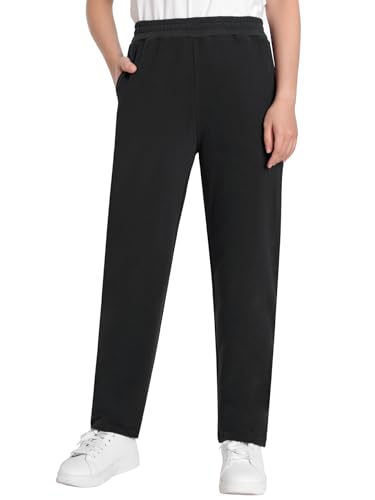 Weintee Damen Petite Athletic Sweatpants mit innenliegendem Kordelzug, Schwarz, Medium Zierlich von Weintee