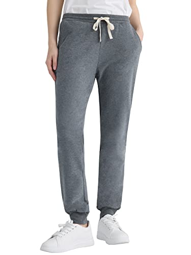 Weintee Damen Petite Jogginghose aus Baumwolle mit Taschen, Dunkelgrau, Medium Zierlich von Weintee